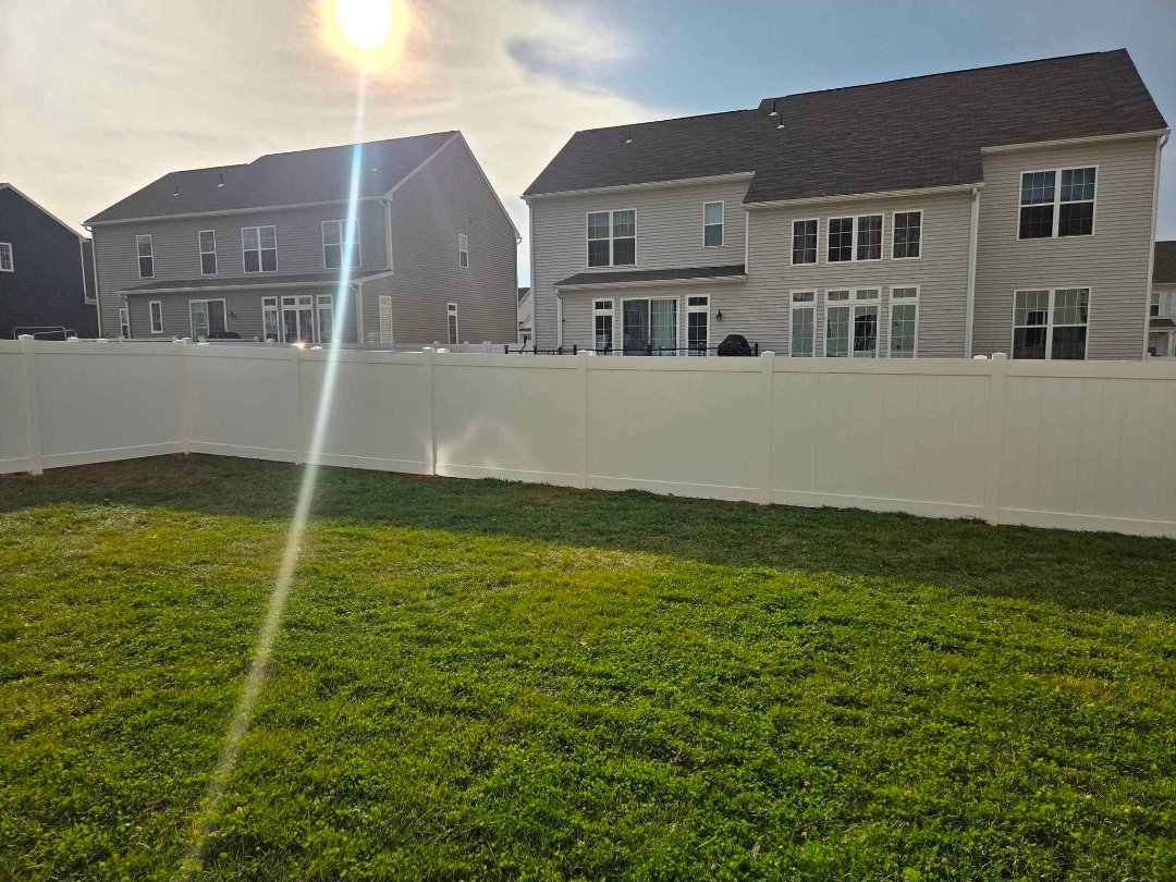 White vinyl privacy fence installation — Chambersburg PA